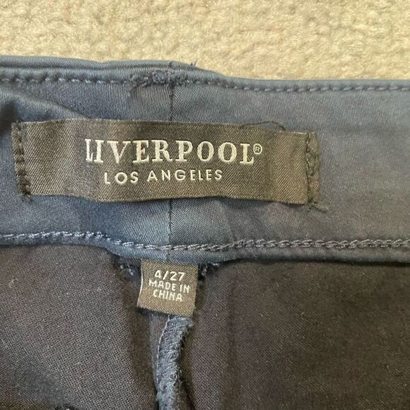 NWT Liverpool Womens Flat Front Straight Leg Chino Trouser Pants Navy Size 4/27 - Picture 3 of 7